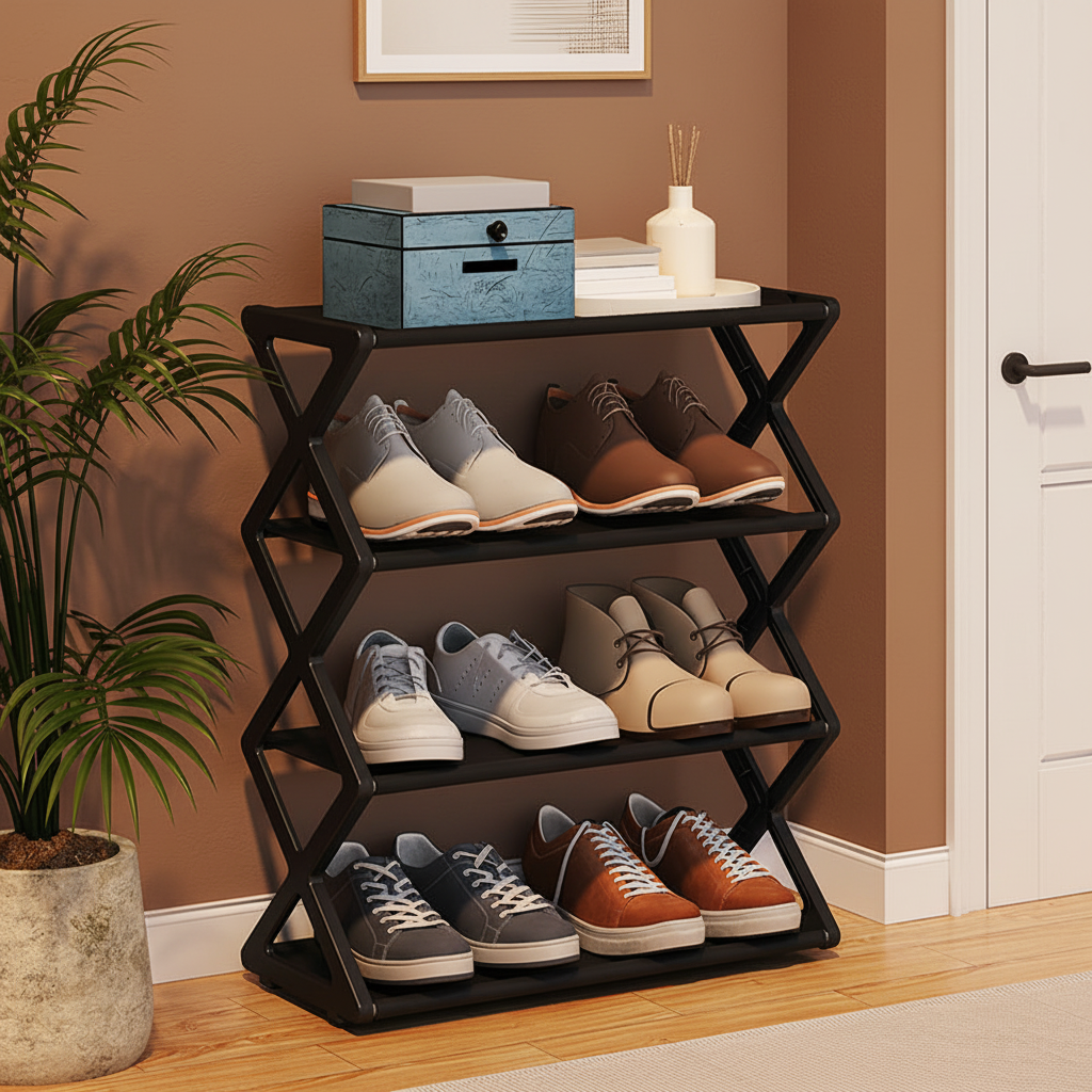 Modern X-Frame Shoe Rack