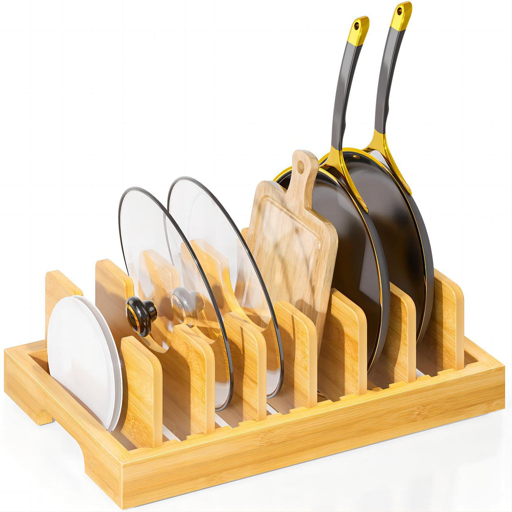 Bamboo Pot & Pan Organizer Rack
