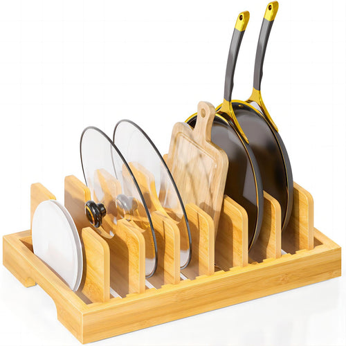 Bamboo Pot & Pan Organizer Rack