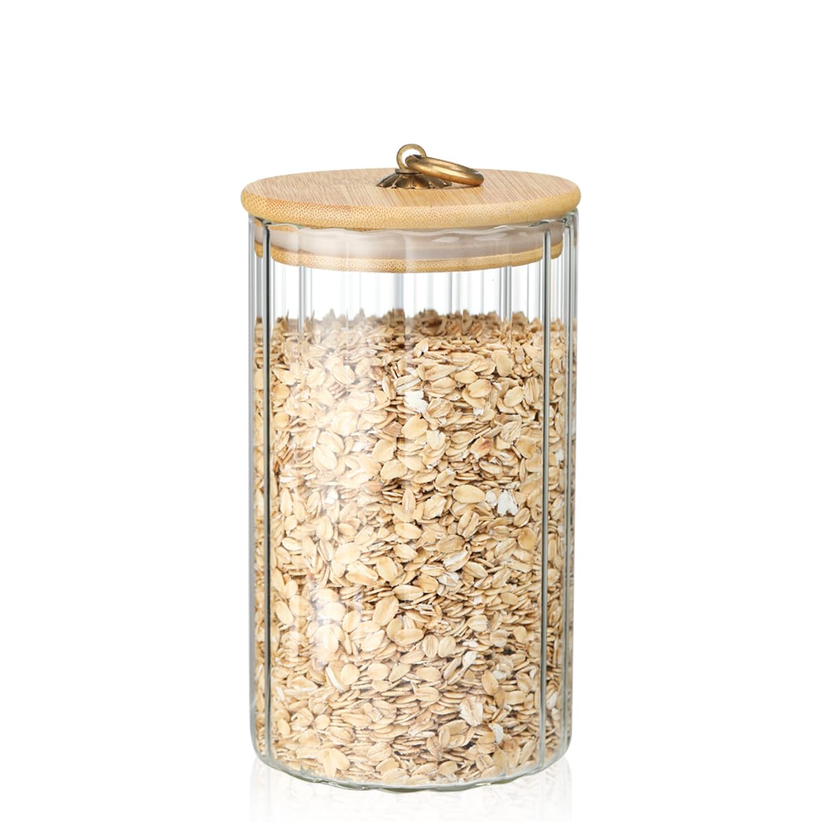 Modern Glass Storage Jar with Bamboo Lid – 32 oz